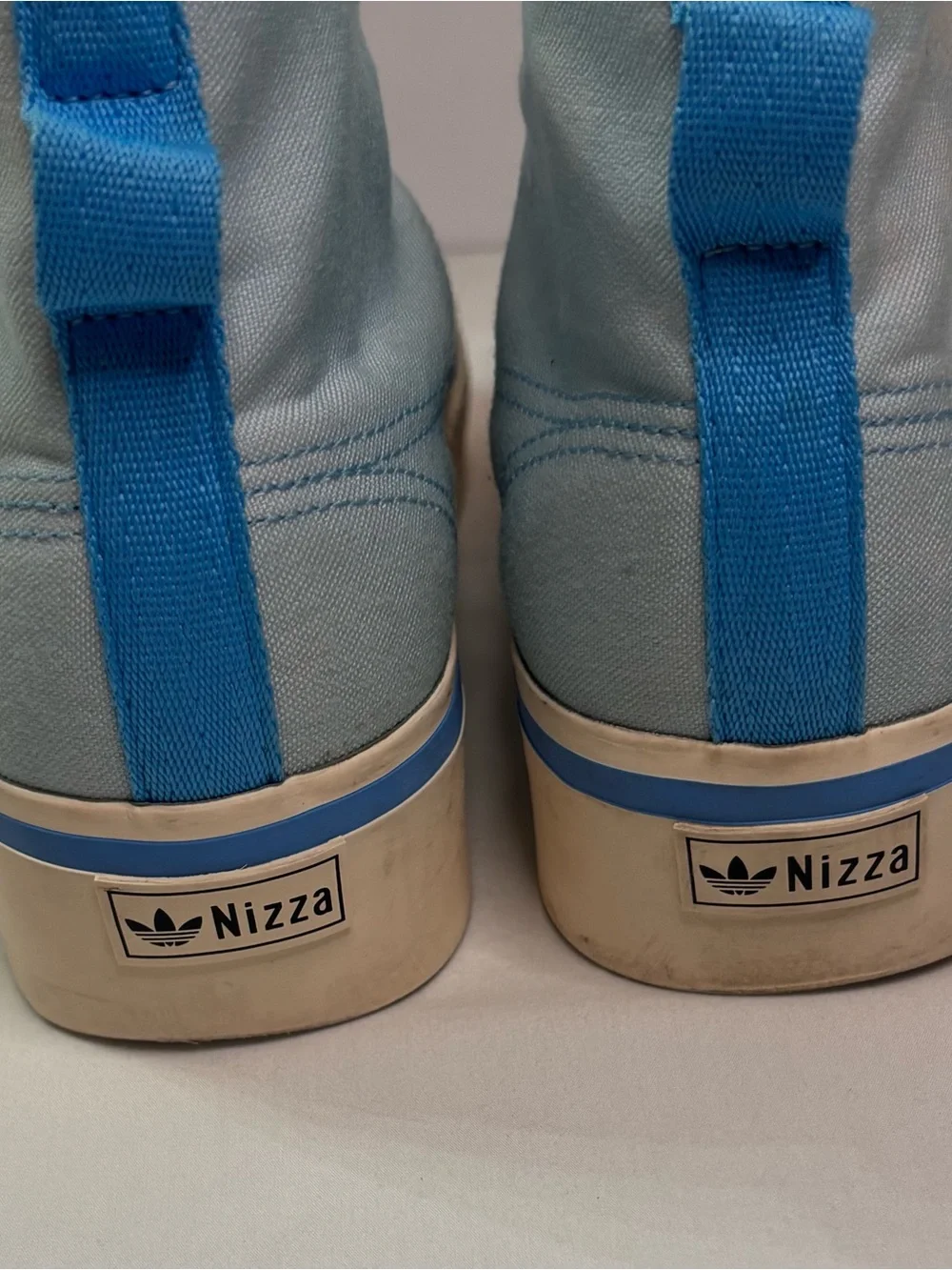 adidas Nizza Platform Women’s Sky Blue and Cream High-Top Sneakers Sz 8